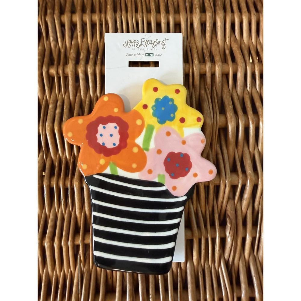 Happy Everything Coton Colors Flower Pot Floral Mini Attachment New NWT
